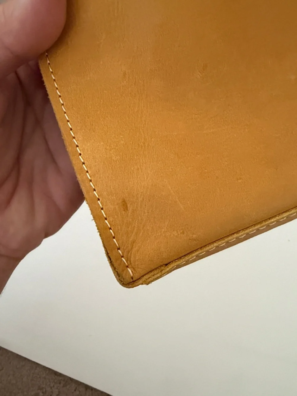 Parker Clay Mustard Leather Tote Bag - DS Monogram